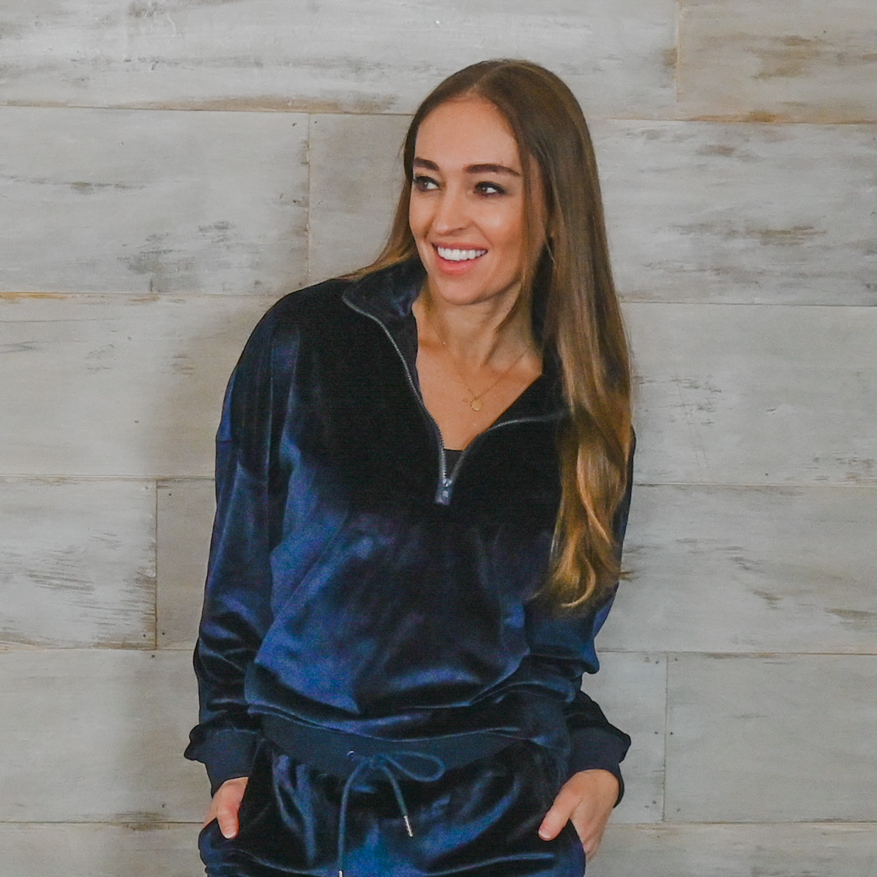 Navy 2024 velour sweatshirt