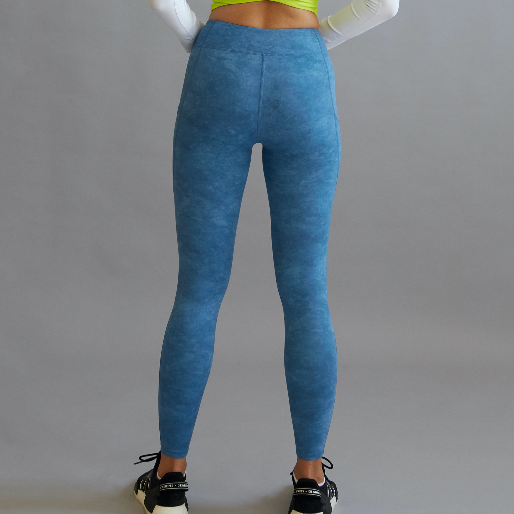 High Waisted Ombre Print Side Striped Sports Leggings